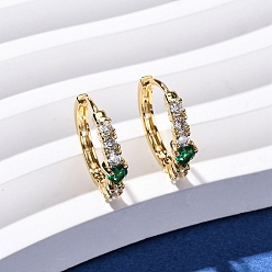 Настоящее золото 18K Серьги-кольца в форме слезы с микропаве из кубического циркония из латуни, реальный 18 k позолоченный, 14x3.5x15.5 мм