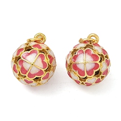 Малиновый Подвески из эмали и сплава, круглый с подвесками в виде клевера, золотые, малиновый, 18.5x15.5 мм, Перейти кольцо: 5.5x1.5 мм, 4 мм внутренним диаметром
