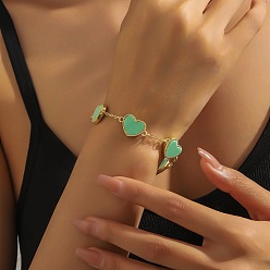 Бледно-Зеленый Браслеты из цинкового сплава и акрила ко Дню святого Валентина, сердце, бледно-зеленый, 6-7/8 дюйм (17.5 см)