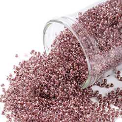 (186) Inside Color Luster Crystal/Terra Cotta Lined TOHO Round Seed Beads, Japanese Seed Beads, (186) Inside Color Luster Crystal/Terra Cotta Lined, 15/0, 1.5mm, Hole: 0.7mm, about 15000pcs/50g