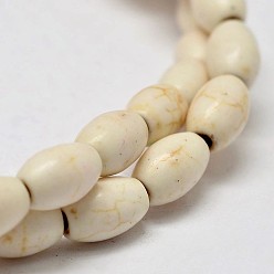 Бежевый Окрашенные синтетические бирюзовые бусины, овальные, бежевые, 8x5 мм, отверстие : 1 мм, около 49 шт / нитка, 15.7 дюйм