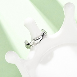Stainless Steel Color 304 Stainless Steel Cuff Open Rings, Bamboo, Stainless Steel Color, 6mm, US Size 7 1/4(17.5mm)