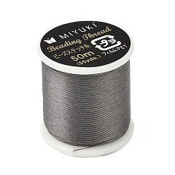 Light Grey MIYUKI Nylon Beading Thread for Seed Beads, Flat, Light Grey, 0.15x0.1mm, about 54.68 Yards(50m)/Roll
