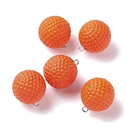 Dark Orange Plastic Pendants, with Platinum Tone Iron Loops, Uneven Tennis and Rugby, Dark Orange, 23x20mm, Hole: 2mm