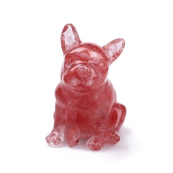 Вишневый Кварц Украшение для выставки собак из смолы, с чипсами из вишневого кварцевого стекла внутри статуй для украшения домашнего офиса, 45x50x75 мм