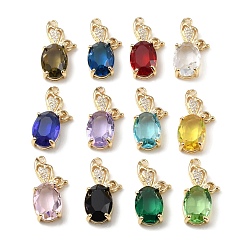 Mixed Color Brass with K9 Glass & Rhinestone Pendants, Light Gold, Butterfly Charms, Mixed Color, 25.5x14x6.5mm, Hole: 1.5mm