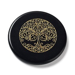 Tree of Life Натуральные обсидианные декорации, украшения для дома, плоско-круглые, древо жизни, 54x5.5 мм