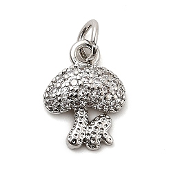 Платина Латунные микро проложить кубического циркония прелести, гриб, стойки покрытие, долговечный, без кадмия и без свинца, с целью перехода в кольце, платина, 13.5x10x3 мм, отверстие : 3.5 мм