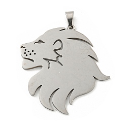 Нержавеющая Сталь Цвет Не тускнеющие 304 подвески из нержавеющей стали, лазерная резка, очарование льва, цвет нержавеющей стали, 35x36x1.5 мм, отверстие : 6x3 мм