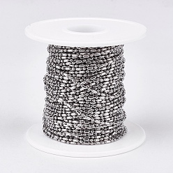 Stainless Steel Color Tarnish Resistant Handmade 304 Stainless Steel Ball Chains, with Spool, Oval & Round, Stainless Steel Color, 3x1.6mm, 1.6mmm, about 65.61 Feet(20m)/roll