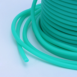 Medium Turquoise Hollow Pipe PVC Tubular Synthetic Rubber Cord, Wrapped Around White Plastic Spool, Medium Turquoise, 2mm, Hole: 1mm, about 54.68 yards(50m)/roll