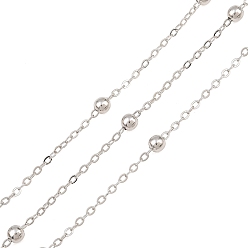Platinum Brass Satellite Chains, Soldered, with Spool, Long-Lasting Plated, Rack Plating, Lead Free & Cadmium Free, Platinum, 2.2x1.6x0.3mm