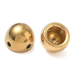 Chapado en Oro Real 18K 304 bolas de acero inoxidable, semicírculo, revestimiento de iones (ip), real 18 k chapado en oro, 8x6.5 mm, agujero: 1.3 mm