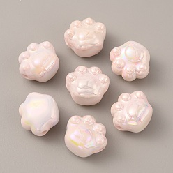 Розовый Непрозрачные акриловые бусины в виде кошачьих лапок, AB цвет, туманная роза, 16x18x12 мм, отверстие : 3 мм