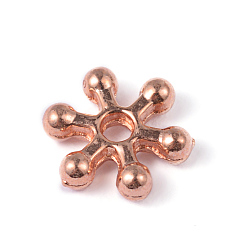 Rose Gold Alloy Daisy Spacer Beads, Flower, Lead Free & Cadmium Free, Rose Gold, 7x2mm, Hole: 1.5mm