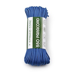 Bleu 550 Cordon de parachute en polyester paracorde, 7 cordon à âme multibrins, couleur unie, bleu, 4mm, environ 33.90 yards (31m)/paquet