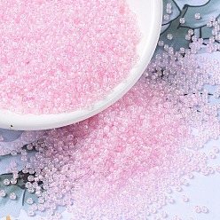 (RR272) Pink Lined Crystal AB Миюки круглые бусины рокайль, японский бисер, 11/0, (rr 272) кристалл с розовой линией ab, 11/0, 2x1.3 мм, отверстия : 0.8 mm, около 50000 шт / фунт