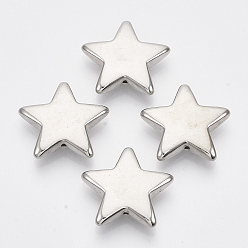 Платина CCB пластиковые шарики, звезда, платина, 20x22x5 мм, Отверстие : 0.8 мм , около 450 шт / 500 г