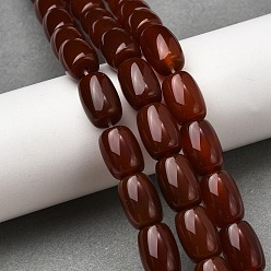 Красный Агат Природного сердолика нитей бисера, окрашенная и подогревом, баррель, 14x9.5~10 мм, отверстие : 1.2 мм, около 29 шт / нитка, 15.83'' (40.2 см)