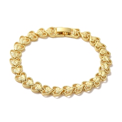 Сердце Браслеты из латуни с покрытием стойки, реальный 18 k позолоченный, долговечный, без свинца и без кадмия, сердце, 7-7/8 дюйм (20 см), ссылка: 9x8x3 mm