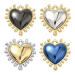 (52) Непрозрачная лаванда Двухцветные 304 большие подвески из нержавеющей стали, шарма сердца, вакуумное покрытие pvd, реальный 18 k позолоченный, разноцветные, 50x47.5x9 мм, отверстие : 2.5 мм