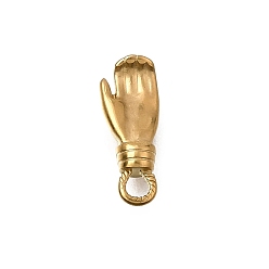 Real 18K Gold Plated 304 Stainless Steel Charms, Palm Charms, Real 18K Gold Plated, 15x6x4mm, Hole: 2mm