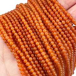 Красный Авантюрин Натуральный красный авантюрин бисер нитей, круглые, класс А, 3 мм, отверстие : 0.5 мм, около 136 шт / нитка, 15.87'' (40.3 см)