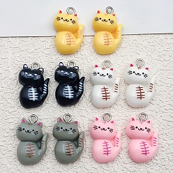 (52) Непрозрачная лаванда 10 шт 5 цвета подвески из непрозрачной смолы, подвески в форме кошки, с железной платиной петлей, разноцветные, 23x14.5x7 мм, отверстие : 1.8~2 мм, 2 шт / цвет