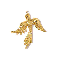 Настоящее золото 18K 304 подвески из нержавеющей стали, чары феникса, ионное покрытие (ip), зеркальная полировка, реальный 18 k позолоченный, 47x43 мм
