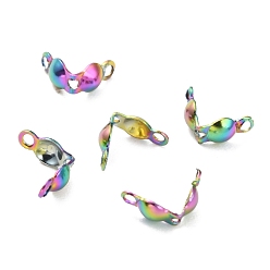 Rainbow Color Ионное покрытие (ip) 304 наконечники из нержавеющей стали, Калотте заканчивается, крышка раскладушки, Радуга цветов, 6x3 мм, отверстие : 1 мм