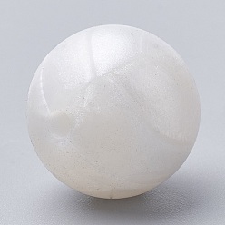 Snow Food Grade Eco-Friendly Silicone Beads, Chewing Beads For Teethers, DIY Nursing Necklaces Making, Round, Snow, 8~10mm, Hole: 1~2mm