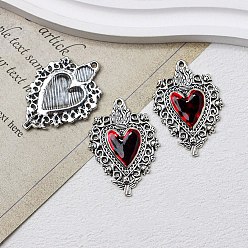 Сердце Подвески из эмали и сплава, античное серебро, сердце, 41x29 мм