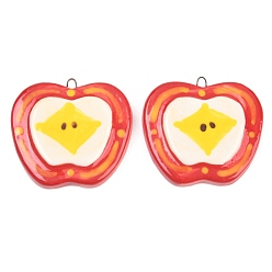 Лосось Фарфора ручной работы подвески, яблочные прелести, с железом найти, salmon, 39x42x8 мм, отверстие : 2.5x3 мм