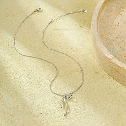 Нержавеющая Сталь Цвет 304 ожерелья из нержавеющей стали с подвеской-бантом в виде змеиной цепи для женщин, цвет нержавеющей стали, 18.78 дюйм (47.7 см)