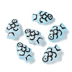 Светло-Синий Бусины из стеклянной эмали, окрашенные методом запекания, рыба, голубой, 19.5~20x13.5~14x9 мм, отверстие : 1.4 мм