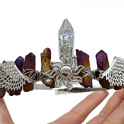 Другие Кварцы Натуральные гальванические кварцевые резинки для волос, крылья с солнечными коронами-резинками для волос для женщин и девочек, 350x150 мм