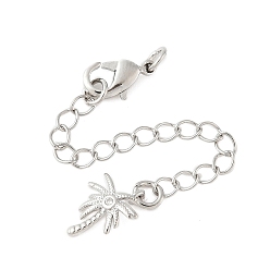 Дерево Удлинитель цепи из прозрачного кубического циркония из латуни с микропаве, с застежкой-карабином и подвесками, стойки покрытие, без кадмия и без свинца, долговечный, реальный 18 k позолоченный, кокосовая пальма, 66 мм