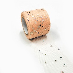 Navajo White Glitter Sequin Deco Mesh Ribbons, Tulle Fabric, Tulle Roll Spool Fabric For Skirt Making, Navajo White, 2 inch(5cm), about 25yards/roll(22.86m/roll)