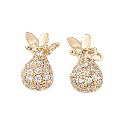 Золотой Латунные микро проложить кубического циркония подвески, подвески в форме сумки, с прыжковых колец, без свинца и без кадмия, долговечный, стойки покрытие, золотые, 16.5x8.5x4 мм, отверстие : 3 мм