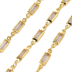 Серебро Прямоугольные звенья латунных стеклянных цепей, с катушкой, долговечный, пайки, без свинца и без кадмия, стойки покрытие, реальный 18 k позолоченный, серебряные, 14.5x4x2 мм