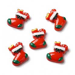 Red Christmas Opaque Resin Cabochons, Christmas Socking, Red, 19x18x6mm