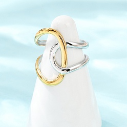 Золотой & Цвет Нержавеющей Стали 304 открытые манжеты из нержавеющей стали для женщин, неровная кривая линия, золотые и нержавеющая сталь цвет, 21.5 мм, размер США 7 1/2 (17.7 мм)