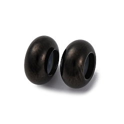 Черный 201 из нержавеющей стали бусы, с силиконом внутри, рондель, чёрные, 8x4 мм, отверстие : 2.5 мм