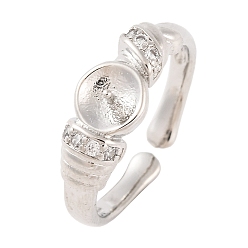 Платина Покрытие стойки латунь прозрачный кубический цирконий компоненты манжеты, Настройки колодки кольцо, без кадмия и без свинца, долговечный, платина, лоток : 5 мм, регулируемый, 7 мм