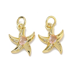 Настоящее золото 18K Латунные микро проложить кубического циркония подвески, стойки покрытие, долговечный, без свинца и без кадмия, прелести морская звезда, реальный 18 k позолоченный, 14.5x11x4 мм, Перейти кольцо: 5x1 мм, внутренний диаметр: 3.3 мм