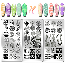 Stick Шаблоны для нейл-арта своими руками из нержавеющей стали, шаблонный инструмент, прямоугольные, придерживаться, 12x6 см, 3 шт / комплект