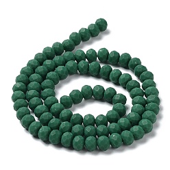 Sea Green Glass Beads Strands, Faceted, Frosted, Rondelle, Sea Green, 6x4.5mm, Hole: 1mm, about 86pcs/strand, 16.14''(41cm)