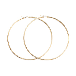 Golden 201 Stainless Steel Big Hoop Earrings, with 304 Stainless Steel Pins, Ring Shape, Golden, 83x2mm, 12 Gauge, Pin: 0.7~1.3x0.68mm