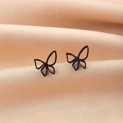 Бабочка Серьги-гвоздики в виде животных из нержавеющей стали для женщин, чёрные, бабочка, 60x40 мм