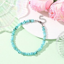 Бирюза Браслеты на ногу из натуральных окрашенных пресноводных ракушек, цвет нержавеющей стали, бирюзовые, 9-1/8 дюйм (232 мм)